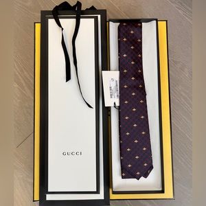 Gucci GG bees silk tie